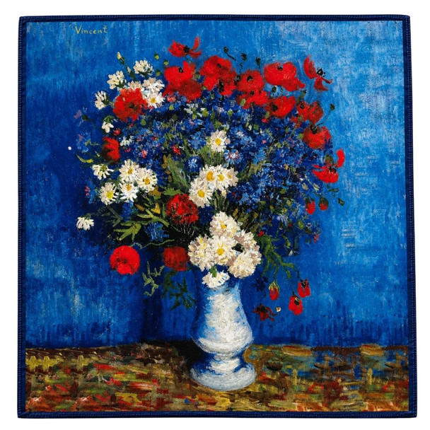 Wildflower Bouquet in White Vase Polyester Square Scarf