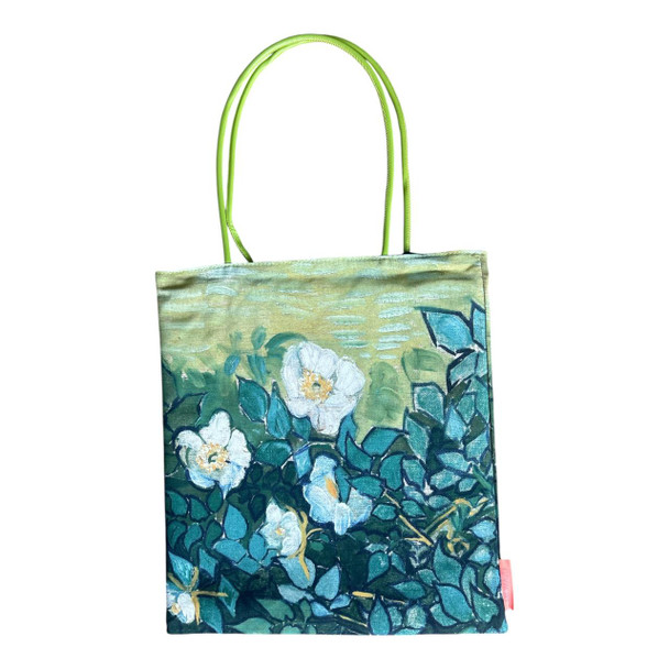 White Wild Roses Polyester Tote Bag