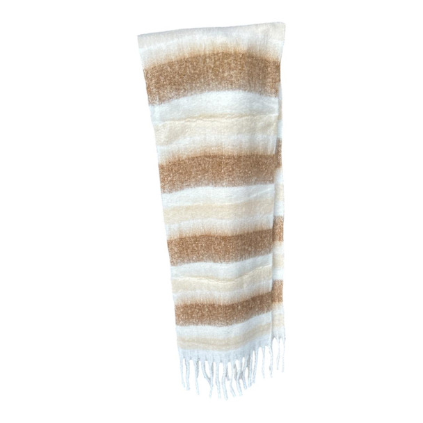 Beige & Ivory Stripe Polyester Scarf