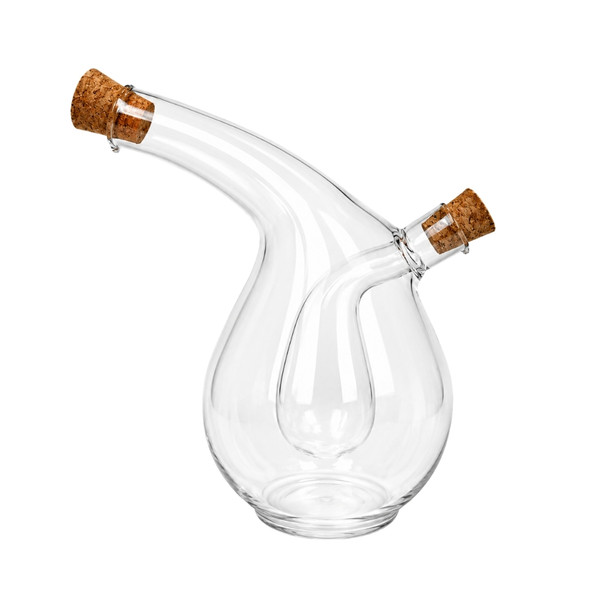 Clear Glass Oil & Vinegar Dispenser - Curved Dual Chamber