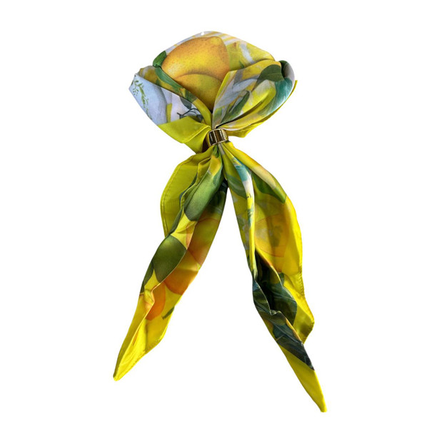Lemon Grove Yellow Square Polyester Scarf