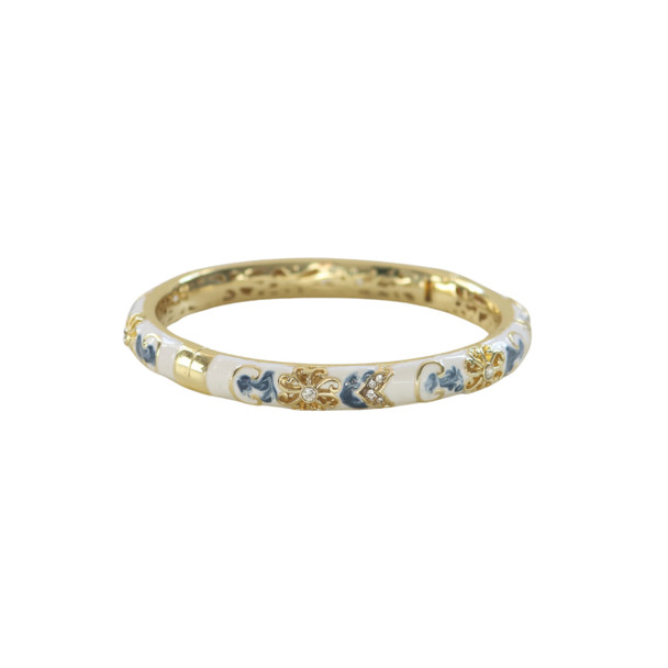 Hinged Bangle - White, Blue & Gold