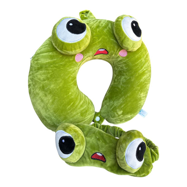 Oopsie Frog Travel Neck Pillow & Eye Mask Set