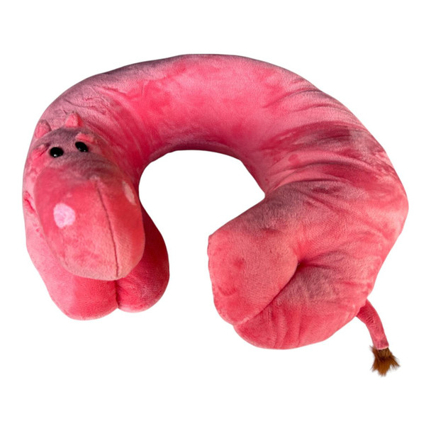 Pink Hippo U-Shaped Travel Pillow