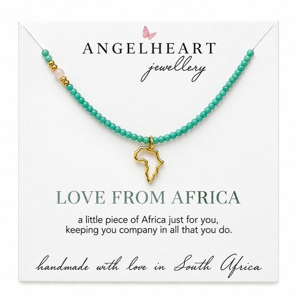 Beaded Necklace / Turquoise Gold plated Open Africa