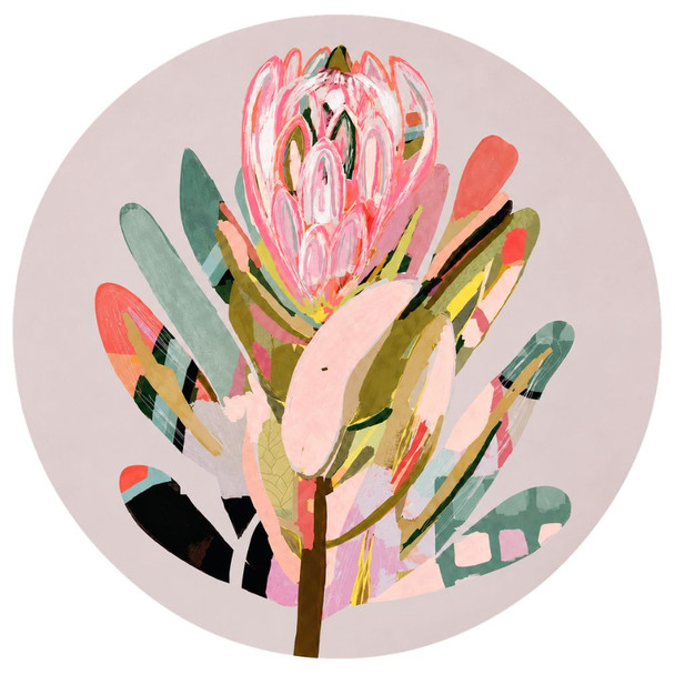 Disposable Round Placemat 24Pc - Watercolour Protea Pink