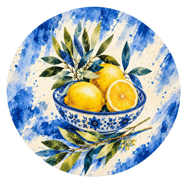Disposable Round Placemat 24Pc - Blue Lemon Bowl