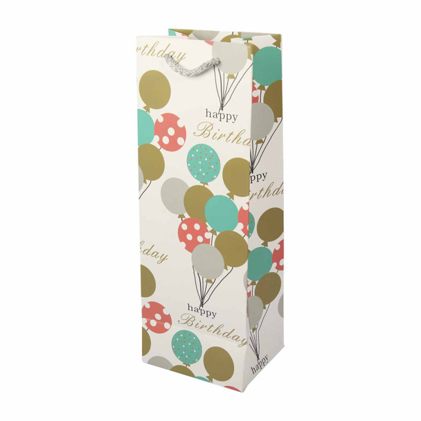 Happy Birthday Balloons - Gift Bag - Wine Bottle