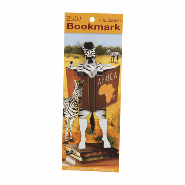 Leather Bookmark - Zulu the Zebra