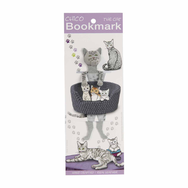 Leather Bookmark - Grey Cat