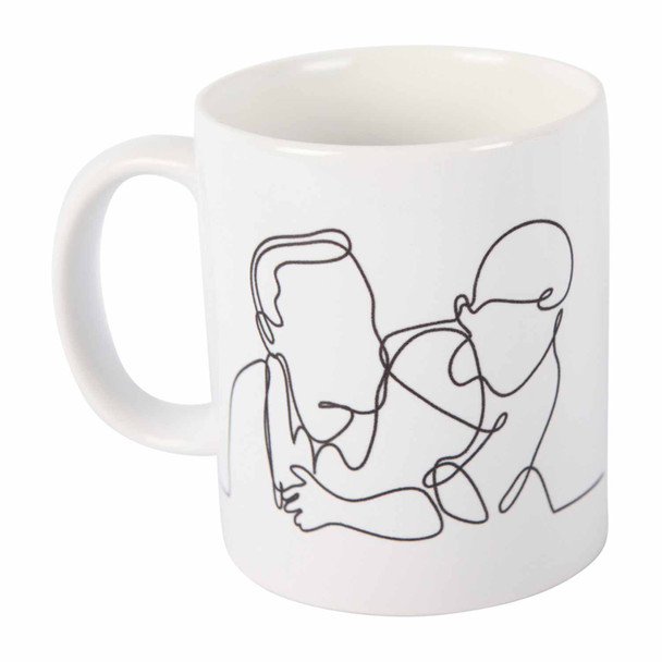 White Ceramic One-line-sketch Mug 335ml - Father & Son