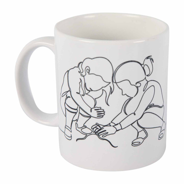 White Ceramic One-line-sketch Mug 335ml - Beach Days