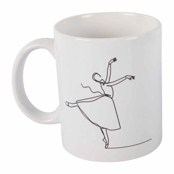 White Ceramic One-line-sketch Mug 335ml - Ballerina