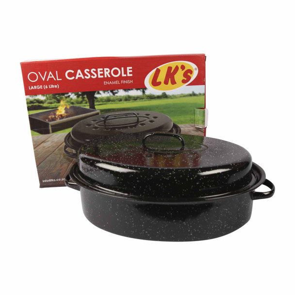 Oval Casserole Enamel Finish Large 6L