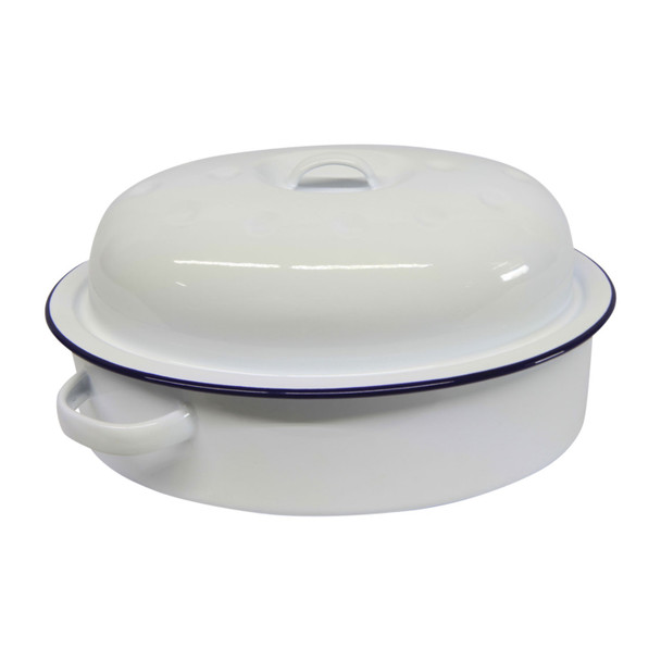 Roaster Enamel Oval 26cm (blue & white)