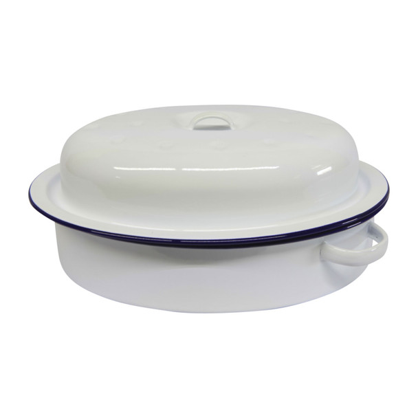 Roaster Enamel Oval 30cm (blue & white)