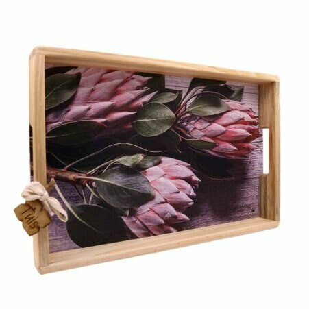 Printed Wooden Serving Tray - Three Proteas