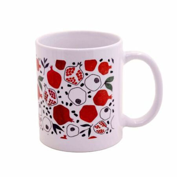 Ceramic Printed Mug - Pomegranate and Leaves