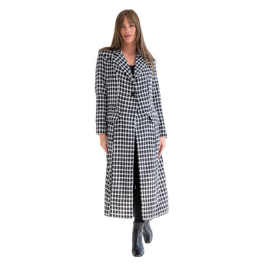 Thelma Black White Check Coat - lifestyle @ BALI TRADING