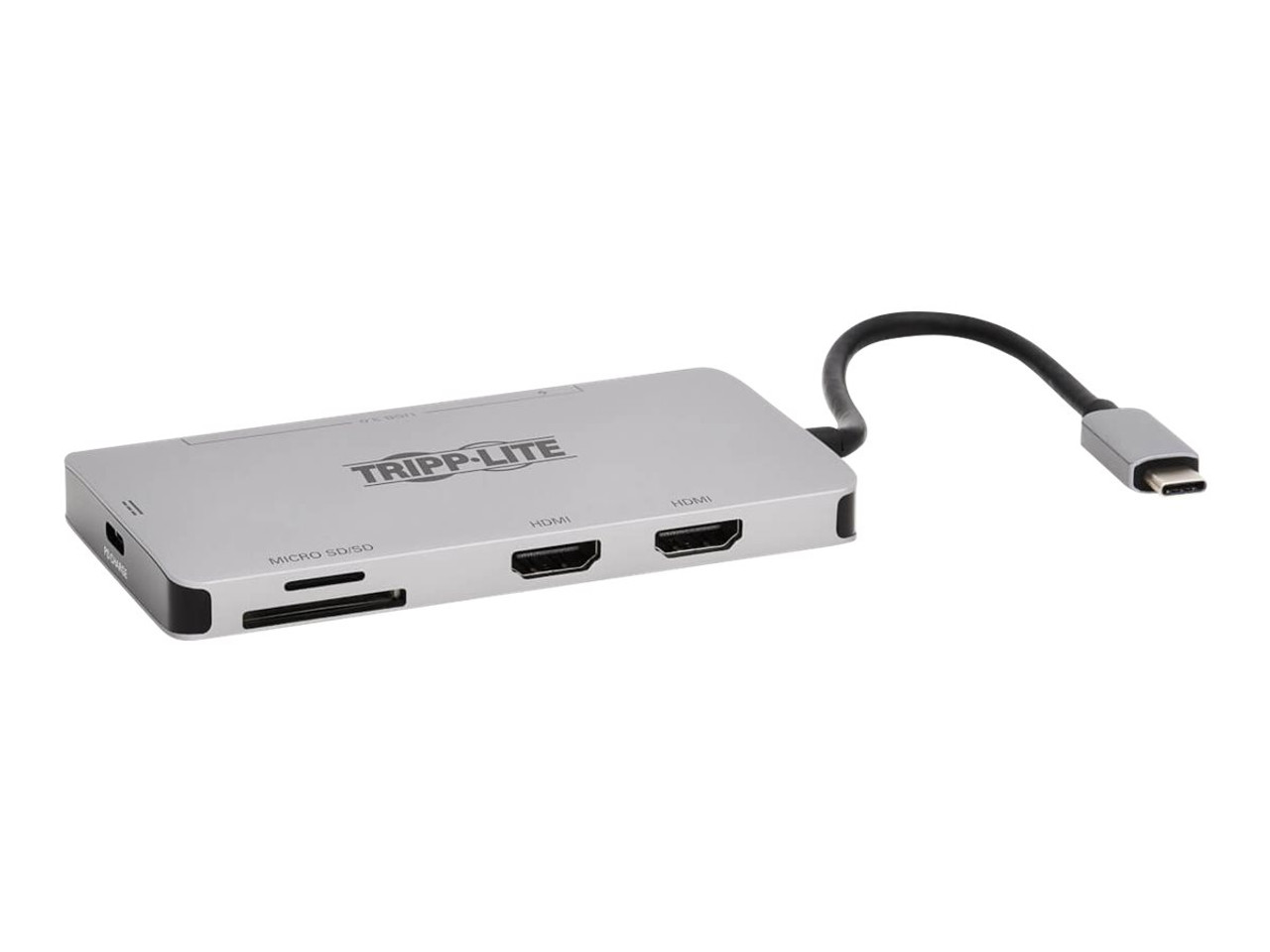 Tripp Lite USB-C Portable Docking Station - HDMI 4K @ 30 Hz, VGA,  USB-A/USB-C, GbE, PD Charging 3.0, Gray - docking