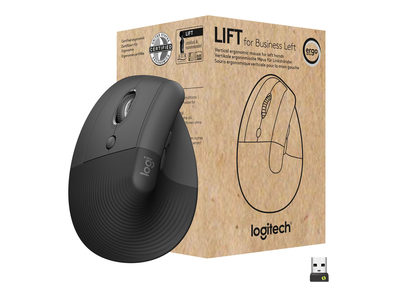 Logitech Lift Left Vertical Ergonomic Mouse, Left-handed, Wireless,  Bluetooth or Logi Bolt USB, Quiet clicks, 4 buttons, compatible with  Windows/macOS/iPadOS, Laptop, PC - Graphite 