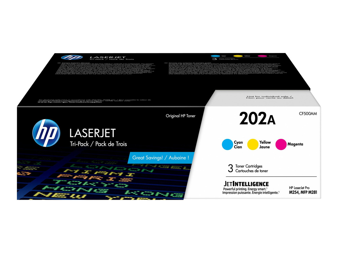 HP 202A 3-pack - Yellow, Cyan, Magenta - Original - LaserJet - CF500AM