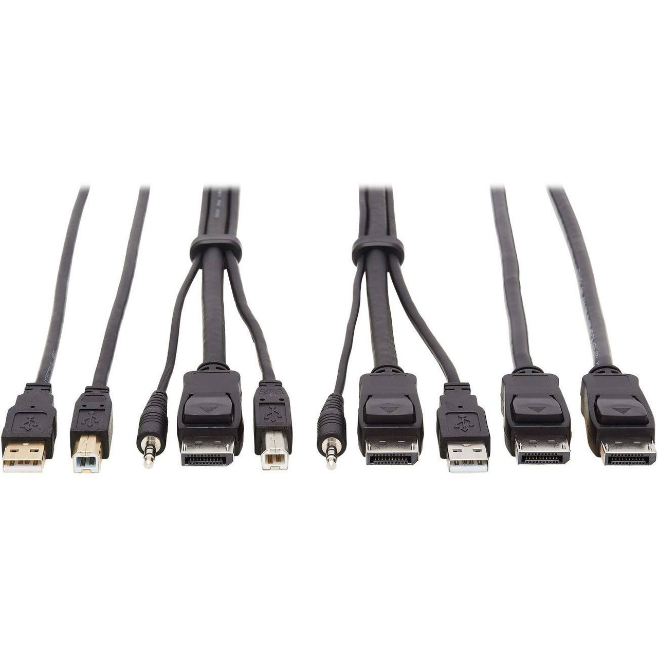 Eaton Tripp Lite Series Dual DisplayPort KVM Cable Kit 4K USB 3.5 mm Audio 3xM/3xM 6ft
