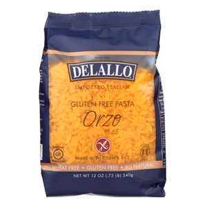 Delallo Gluten-free Orzo Pasta - Case Of 12 - 12 Oz Delallo Gluten-free Orzo Pasta - Case Of 12 - 12 Oz