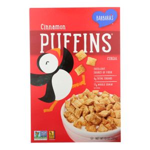 Barbara's Bakery - Puffins Cereal - Cinnamon - Case Of 12 - 10 Oz. Barbara's Bakery - Puffins Cereal - Cinnamon - Case Of 12 - 10 Oz.