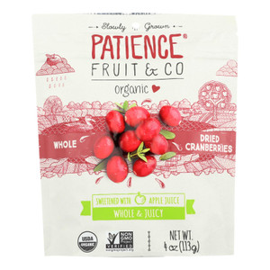 Patience Fruit And Co Whole Cranberries - Dried - Case Of 8 - 4 Oz Patience Fruit And Co Whole Cranberries - Dried - Case Of 8 - 4 Oz