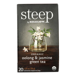 Steep By Bigelow Organic Oolong And Jasmine Green Tea - Case Of 6 - 20 Bags Steep By Bigelow Organic Oolong And Jasmine Green Tea - Case Of 6 - 20 Bags