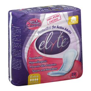 Elyte Light Cotton Incontinence Pads - Extra - 5 In X 13 In - 20 Pack Elyte Light Cotton Incontinence Pads - Extra - 5 In X 13 In - 20 Pack