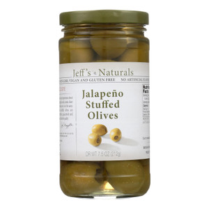 Jeff's Natural Jeff's Natural Jalapeno Stuffed Olives - Jalapeno Stuffed Olives - Case Of 6 - 7.5 Oz. Jeff's Natural Jeff's Natural Jalapeno Stuffed Olives - Jalapeno Stuffed Olives - Case Of 6 - 7.5 Oz.