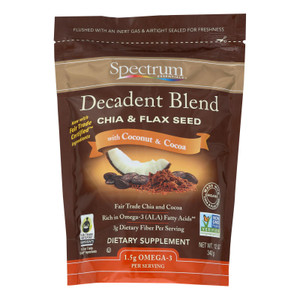 Spectrum Essentials Organic Decadent Blend - Chia And Flax Seed With Coconut And Cocoa - 12 Oz Spectrum Essentials Organic Decadent Blend - Chia And Flax Seed With Coconut And Cocoa - 12 Oz