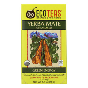 Ecoteas Organic Yerba Mate Unsmoked Green Energy Tea Bags - Case Of 6 - 24 Bags Ecoteas Organic Yerba Mate Unsmoked Green Energy Tea Bags - Case Of 6 - 24 Bags