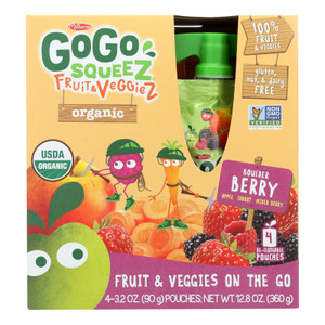 Gogo Squeez Bolder Berry Organic Fruit & Veggiez On The Go - Case Of 12 - 4/3.2 Oz Gogo Squeez Bolder Berry Organic Fruit & Veggiez On The Go - Case Of 12 - 4/3.2 Oz