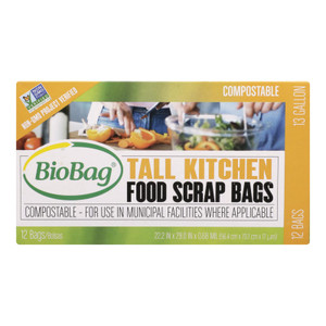 Biobag - 13 Gallon Tall Food Waste Bags - Case Of 12 - 12 Count Biobag - 13 Gallon Tall Food Waste Bags - Case Of 12 - 12 Count