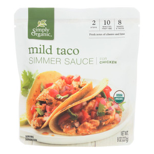 Simply Organic Simmer Sauce - Organic - Mild Taco - Case Of 6 - 8 Oz Simply Organic Simmer Sauce - Organic - Mild Taco - Case Of 6 - 8 Oz
