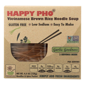 Happy Pho Brown Rice Noodle Soup Mix, Garlic Goodness - Case Of 6 - 4.5 Oz Happy Pho Brown Rice Noodle Soup Mix, Garlic Goodness - Case Of 6 - 4.5 Oz