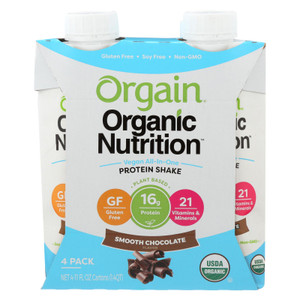 Orgain Organic Vegan Nutrition Shakes - Smooth Chocolate - Case Of 3 - 4/11 Fz Orgain Organic Vegan Nutrition Shakes - Smooth Chocolate - Case Of 3 - 4/11 Fz
