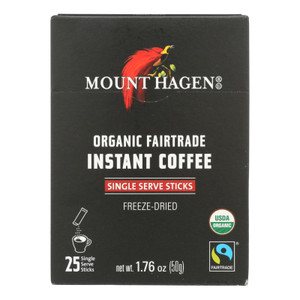 Mount Hagen - Organic Fairtrade Instant Coffee 25 Single Serve Sticks 25ct - Case Of 8 - 1.76 Oz Mount Hagen - Organic Fairtrade Instant Coffee 25 Single Serve Sticks 25ct - Case Of 8 - 1.76 Oz