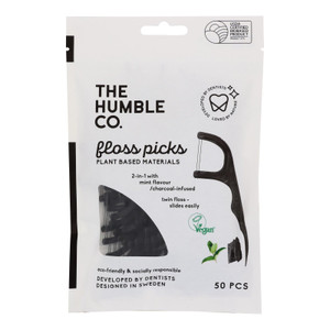 Humble Co - Floss Picks Charcoal Mint - Case Of 4-50 Count Humble Co - Floss Picks Charcoal Mint - Case Of 4-50 Count