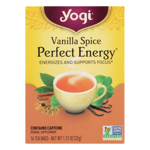 Yogi Perfect Energy Herbal Tea Vanilla Spice - 16 Tea Bags - Case Of 6 Yogi Perfect Energy Herbal Tea Vanilla Spice - 16 Tea Bags - Case Of 6
