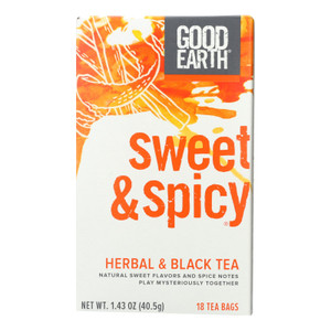 Good Earth Herbal And Black Tea - Sweet And Spicy - Case Of 6 - 18 Count Good Earth Herbal And Black Tea - Sweet And Spicy - Case Of 6 - 18 Count