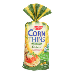 Real Foods Organic Corn Thins - Sesame - Case Of 6 - 5.3 Oz. Real Foods Organic Corn Thins - Sesame - Case Of 6 - 5.3 Oz.