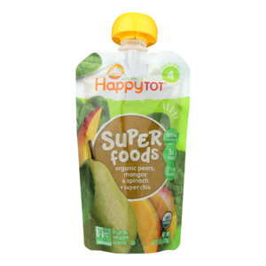 Happy Baby Happytot Organic Superfoods Spinach Mango And Pear - 4.22 Oz - Case Of 16 Happy Baby Happytot Organic Superfoods Spinach Mango And Pear - 4.22 Oz - Case Of 16