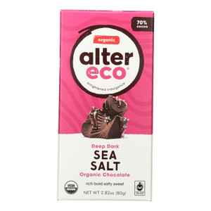Alter Eco Americas Organic Chocolate Bar - Deep Dark Sea Salt - 2.82 Oz Bars - Case Of 12 Alter Eco Americas Organic Chocolate Bar - Deep Dark Sea Salt - 2.82 Oz Bars - Case Of 12