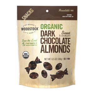 Woodstock Organic Dark Chocolate Almonds - Case Of 8 - 6.5 Oz Woodstock Organic Dark Chocolate Almonds - Case Of 8 - 6.5 Oz