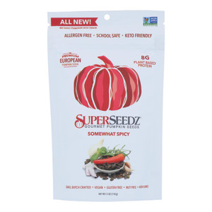 Superseedz Gourmet Pumpkin Seeds - Somewhat Spicy - Case Of 6 - 5 Oz. Superseedz Gourmet Pumpkin Seeds - Somewhat Spicy - Case Of 6 - 5 Oz.