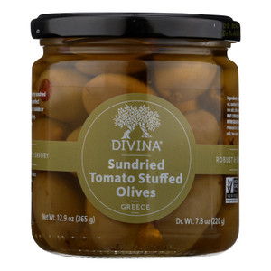 Divina - Olives Stuffed With Sundried Tomatoes - Case Of 6 - 7.8 Oz. Divina - Olives Stuffed With Sundried Tomatoes - Case Of 6 - 7.8 Oz.